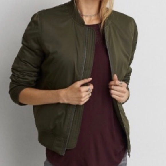 American Eagle Outfitters Jackets & Blazers - AMERICAN Eagle Women's Olive Green Bomber Jacket